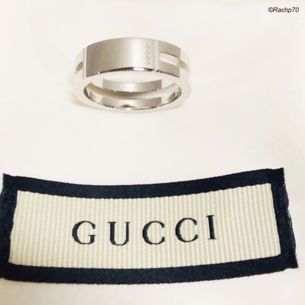 New Authentic Gucci Trademark Ring w/ Cut-Out Band - Picture 2 of 8
